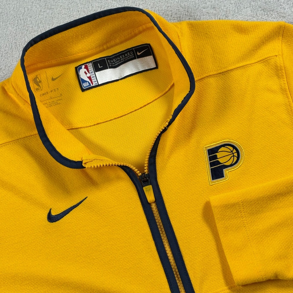 Nike Indiana Pacers NBA Dri-FIT Quarter Zip Pullover Gold Yellow Mens Large
